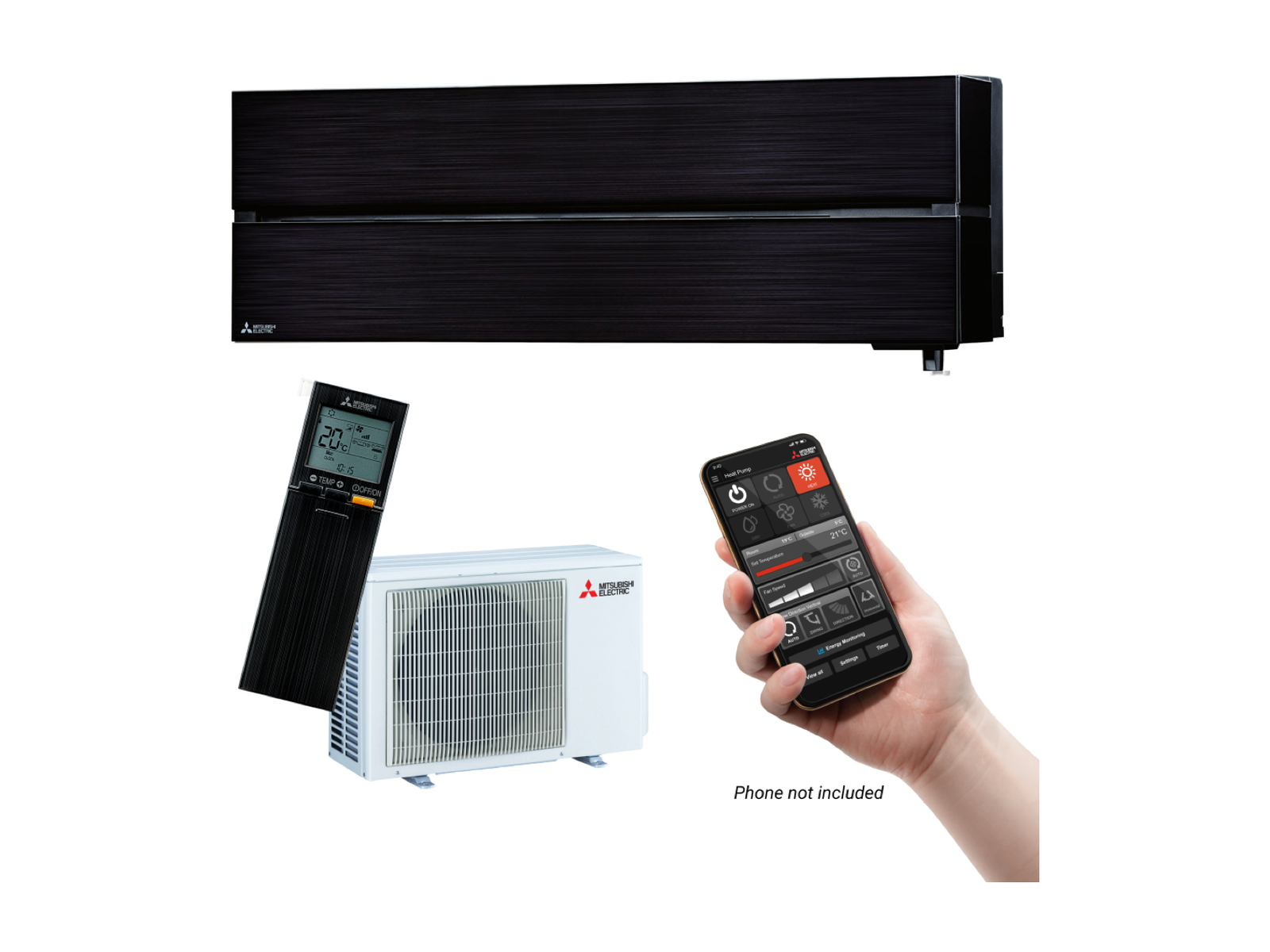 Mitsubishi Electric LN25 HyperCore Black Diamond Smart High Wall Heat Pump